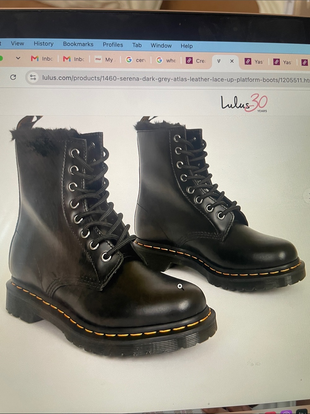 Dr. Martins 1460 Serena Leather Lace Up Platform Boots